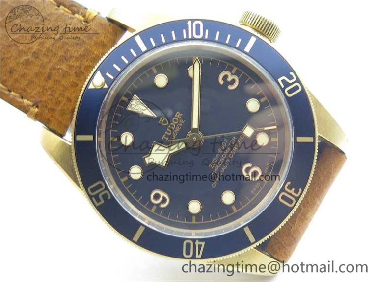 Practical Heritage Black Bay Bronze Blue XF 1:1 Best Edition on Aged Brown Leather Strap A5612 V3 (Free Nato Strap) 9758
