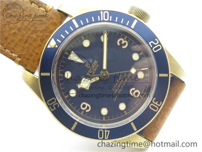 Practical Heritage Black Bay Bronze Blue XF 1:1 Best Edition on Aged Brown Leather Strap A5612 V3 (Free Nato Strap) 9758