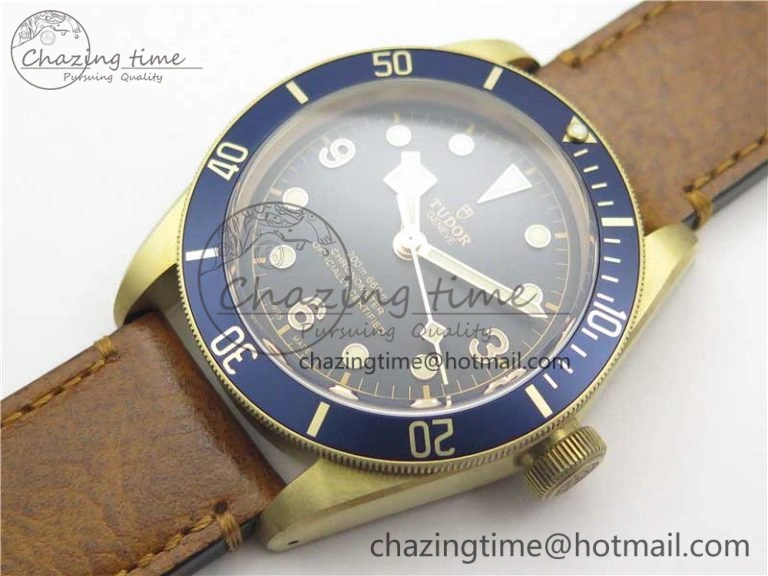 Practical Heritage Black Bay Bronze Blue XF 1:1 Best Edition on Aged Brown Leather Strap A5612 V3 (Free Nato Strap) 9758