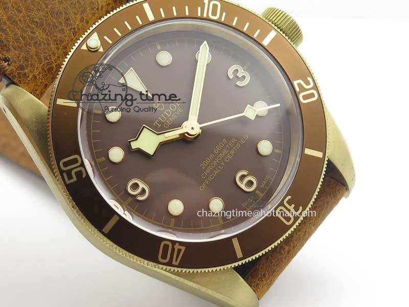 WeatherProof Heritage Black Bay Bronze V6F Best Edition On Brown Leather Strap A2824 ( Free Nato Strap ) V 9782
