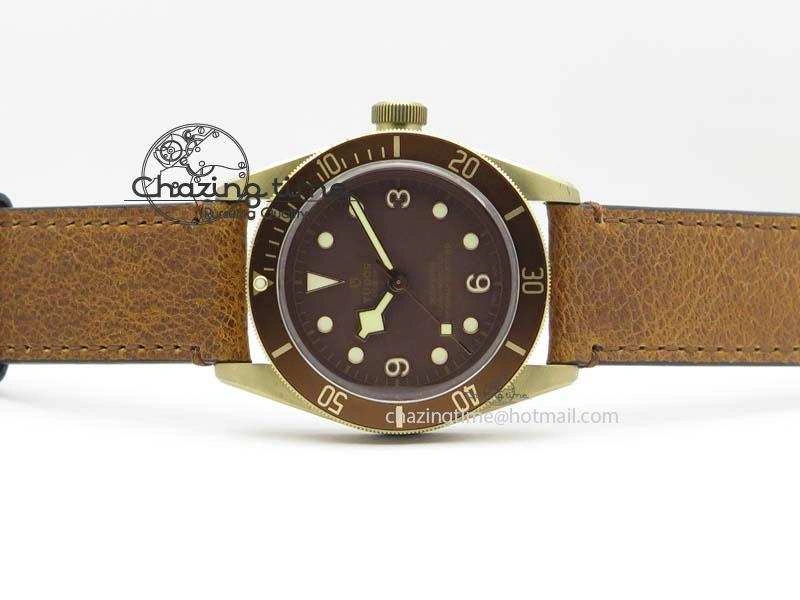 WeatherProof Heritage Black Bay Bronze V6F Best Edition On Brown Leather Strap A2824 ( Free Nato Strap ) V 9782