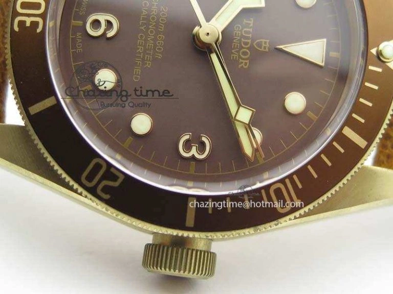 WeatherProof Heritage Black Bay Bronze V6F Best Edition On Brown Leather Strap A2824 ( Free Nato Strap ) V 9782