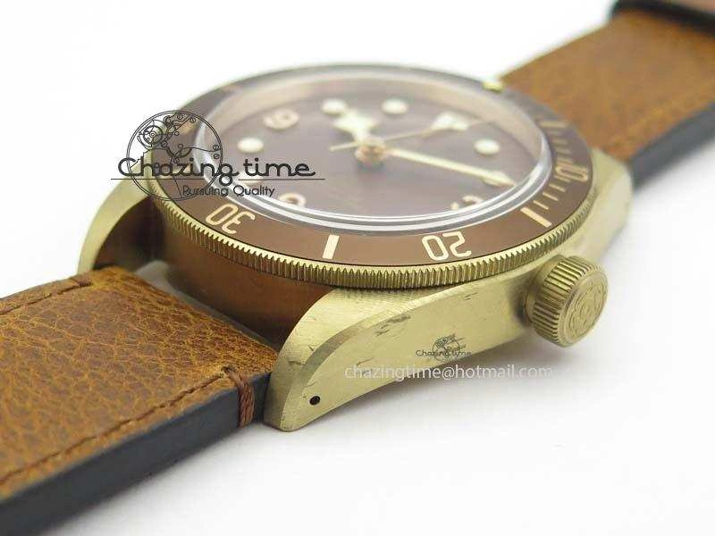 WeatherProof Heritage Black Bay Bronze V6F Best Edition On Brown Leather Strap A2824 ( Free Nato Strap ) V 9782