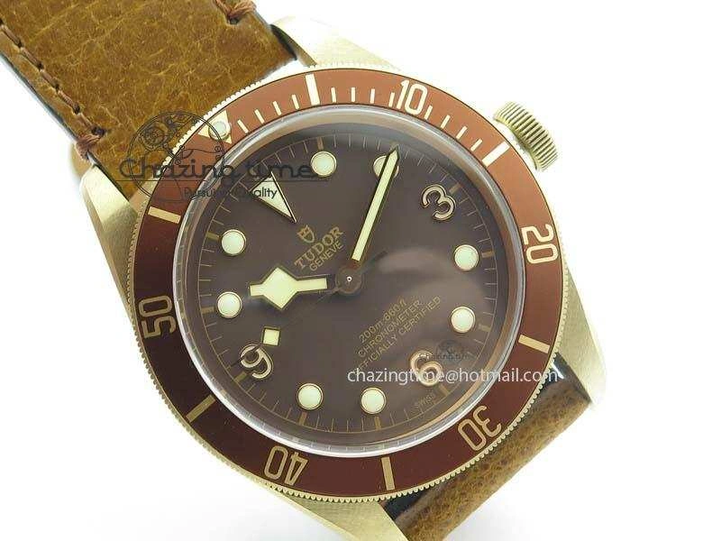 Breathable Heritage Black Bay Bronze ZF 1:1 Best Edition On Aged Brown Leather Strap A2824 V 9783