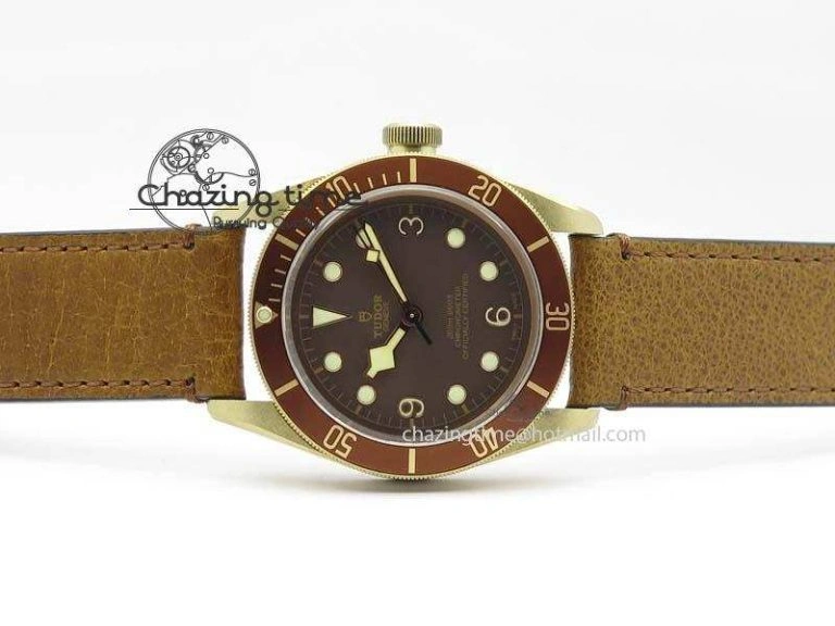 Breathable Heritage Black Bay Bronze ZF 1:1 Best Edition On Aged Brown Leather Strap A2824 V 9783