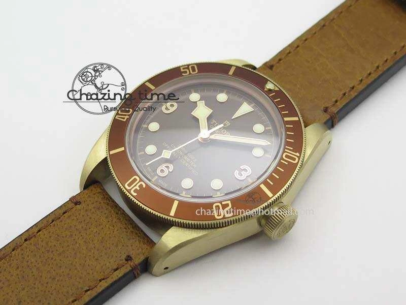Breathable Heritage Black Bay Bronze ZF 1:1 Best Edition On Aged Brown Leather Strap A2824 V 9783