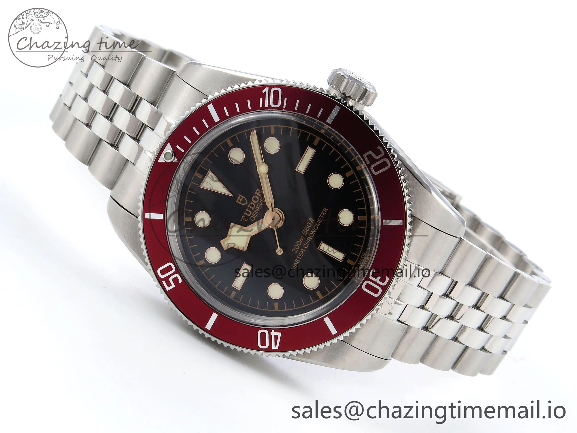 Functional Heritage Black Bay Red Bezel ZF 1:1 Best Edition on SS Jubilee Bracelet A 9736