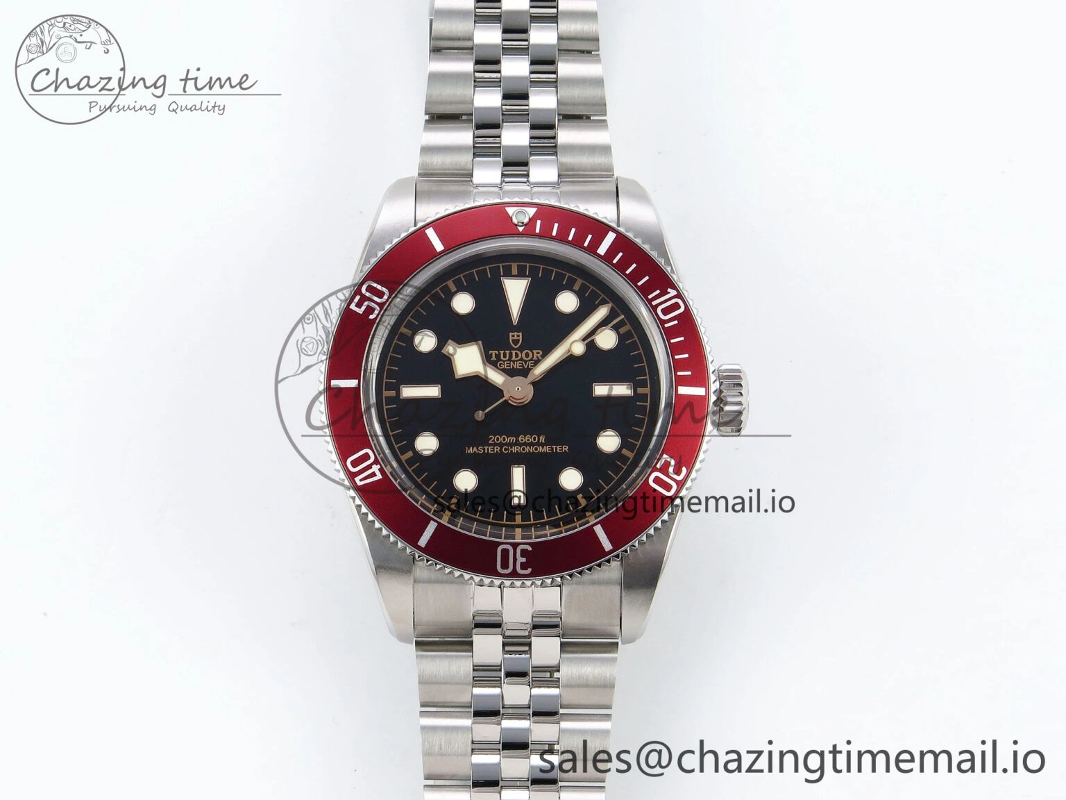 Functional Heritage Black Bay Red Bezel ZF 1:1 Best Edition on SS Jubilee Bracelet A 9736