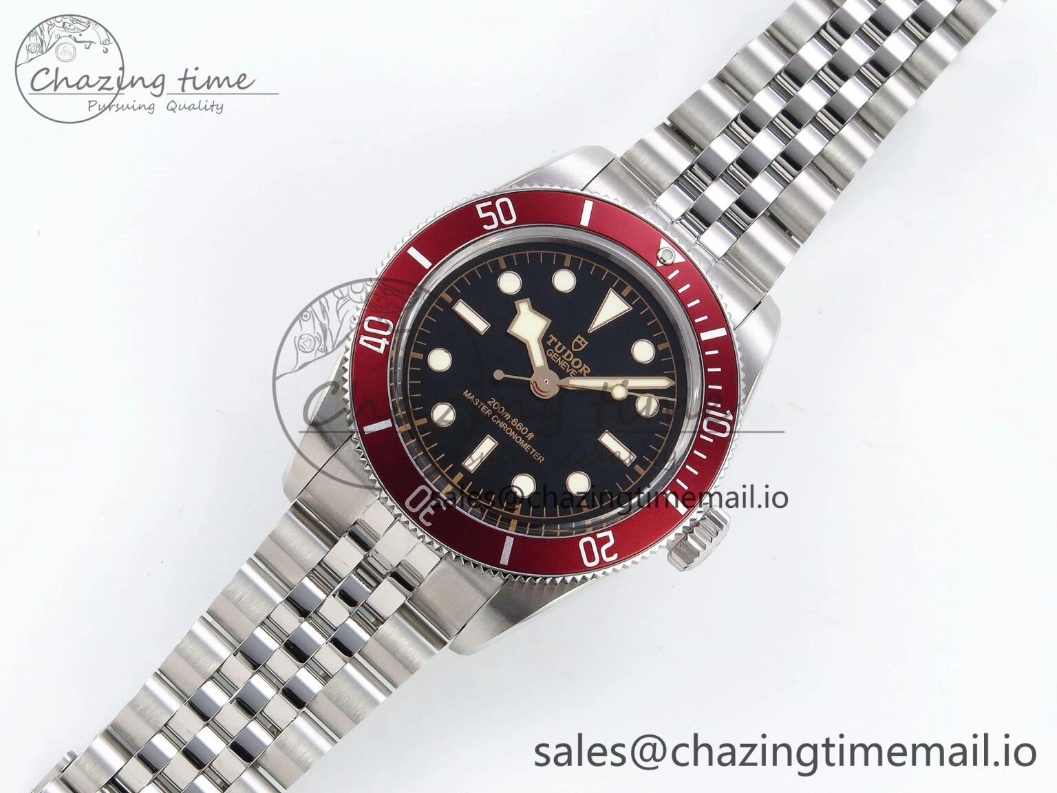 Functional Heritage Black Bay Red Bezel ZF 1:1 Best Edition on SS Jubilee Bracelet A 9736