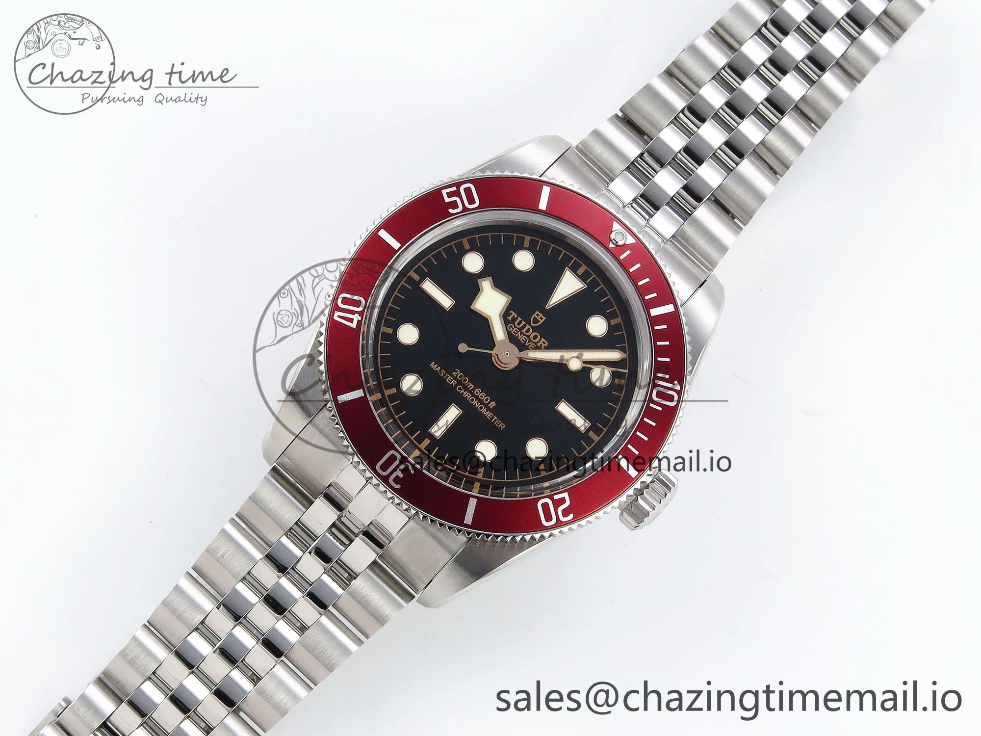 Functional Heritage Black Bay Red Bezel ZF 1:1 Best Edition on SS Jubilee Bracelet A 9736