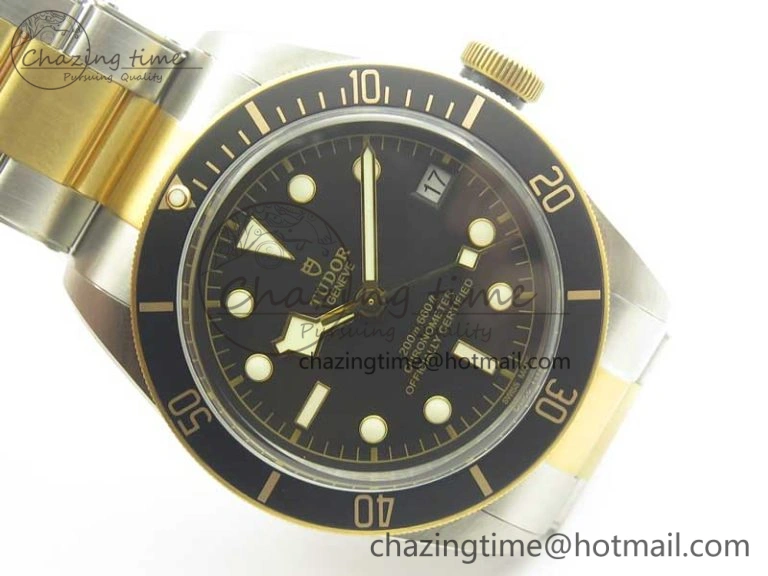 TopPick Heritage Black Bay S&G 2017 ZF 1:1 Best Edition On SS YG Bracelet A2824 ( Free Nylon Strap) 9767