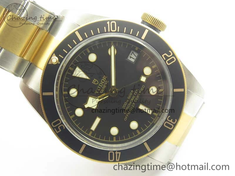 TopPick Heritage Black Bay S&G 2017 ZF 1:1 Best Edition On SS YG Bracelet A2824 ( Free Nylon Strap) 9767