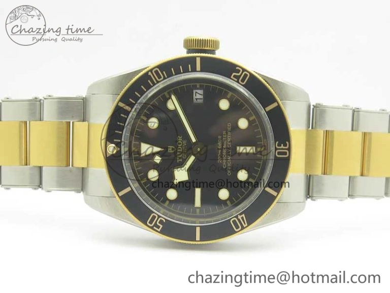 TopPick Heritage Black Bay S&G 2017 ZF 1:1 Best Edition On SS YG Bracelet A2824 ( Free Nylon Strap) 9767