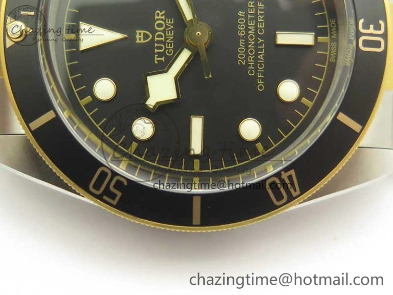 TopPick Heritage Black Bay S&G 2017 ZF 1:1 Best Edition On SS YG Bracelet A2824 ( Free Nylon Strap) 9767
