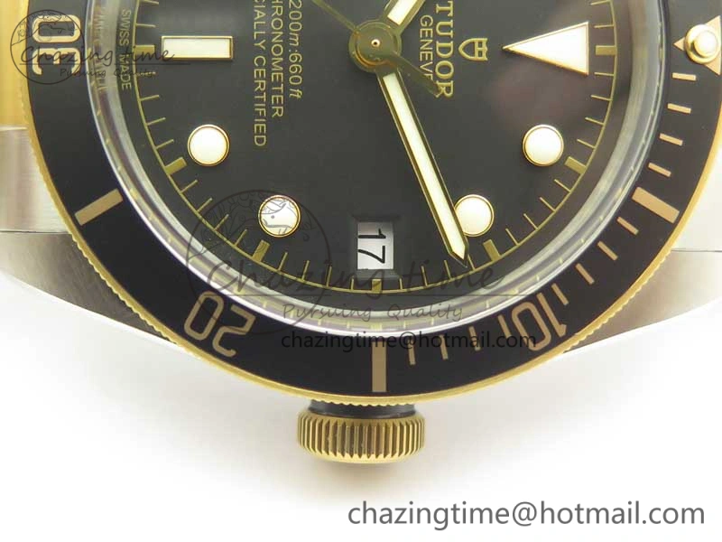 TopPick Heritage Black Bay S&G 2017 ZF 1:1 Best Edition On SS YG Bracelet A2824 ( Free Nylon Strap) 9767