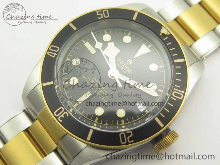 TopPick Heritage Black Bay S&G 2017 ZF 1:1 Best Edition On SS YG Bracelet A2824 ( Free Nylon Strap) 9767