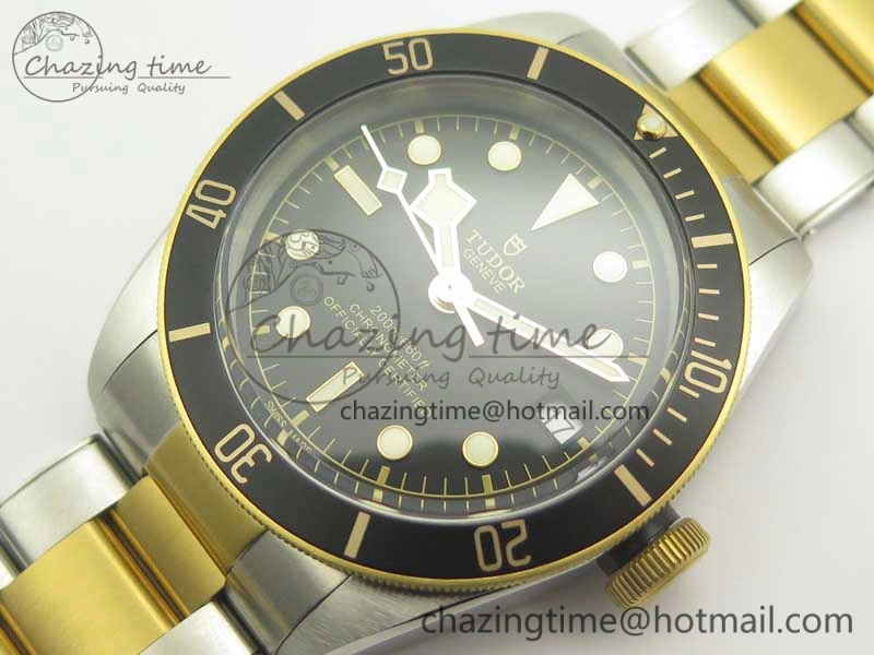 TopPick Heritage Black Bay S&G 2017 ZF 1:1 Best Edition On SS YG Bracelet A2824 ( Free Nylon Strap) 9767