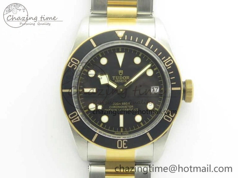 TopPick Heritage Black Bay S&G 2017 ZF 1:1 Best Edition On SS YG Bracelet A2824 ( Free Nylon Strap) 9767