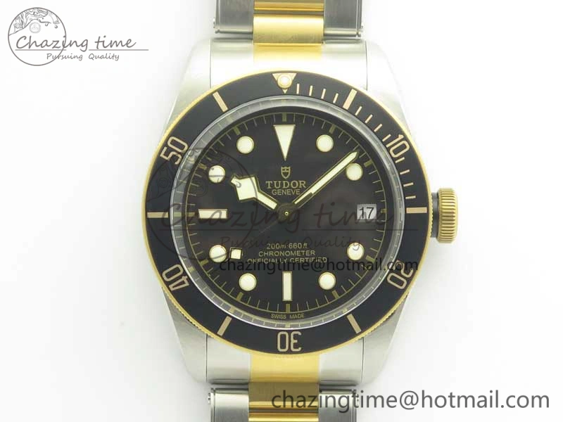 TopPick Heritage Black Bay S&G 2017 ZF 1:1 Best Edition On SS YG Bracelet A2824 ( Free Nylon Strap) 9767
