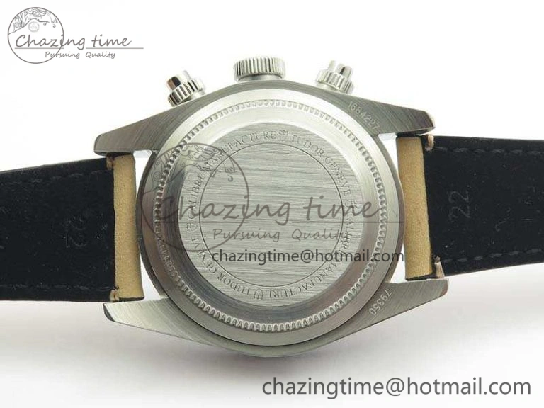 SmoothTexture Heritage Chrono 79350 SS Best Edition Black Dial On Leather Strap A 9771