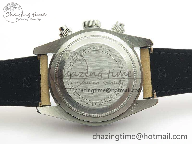 SmoothTexture Heritage Chrono 79350 SS Best Edition Black Dial On Leather Strap A 9771