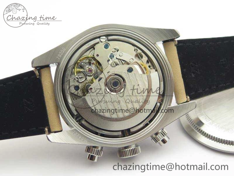 SmoothTexture Heritage Chrono 79350 SS Best Edition Black Dial On Leather Strap A 9771