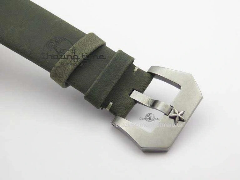 ZeroBulk Heritage Pilot Ton-Up Aged SS Case Gray Dial On Green Leather Strap Jap Quartz 10035