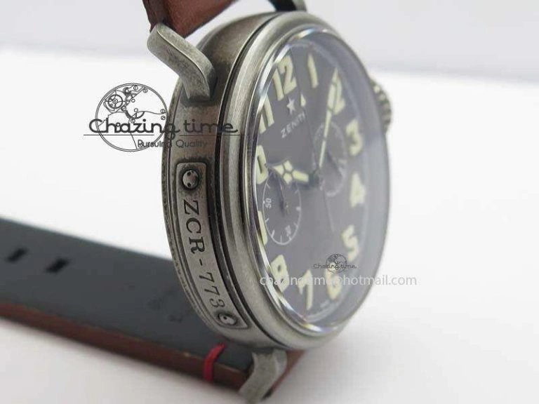 Heritage Pilot Ton-Up Aged SS Case Gray Dial On Leather Strap Jap Quartz WeatherProof 10036