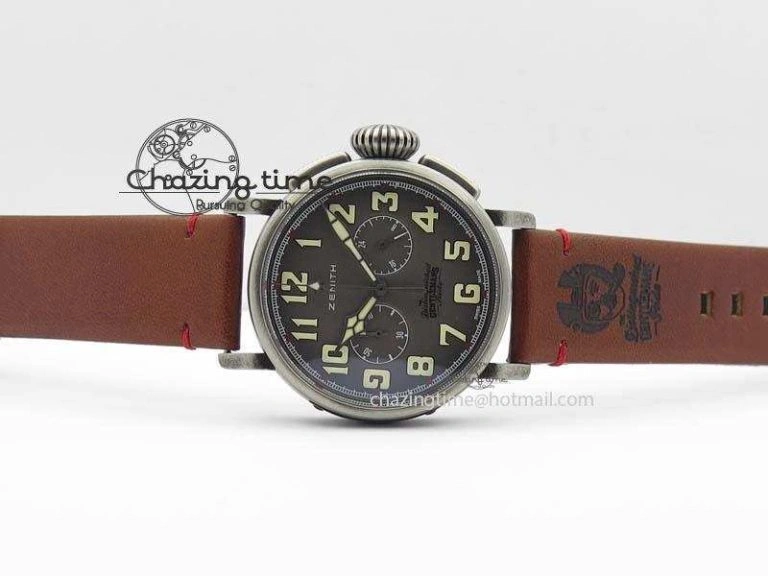 Heritage Pilot Ton-Up Aged SS Case Gray Dial On Leather Strap Jap Quartz WeatherProof 10036