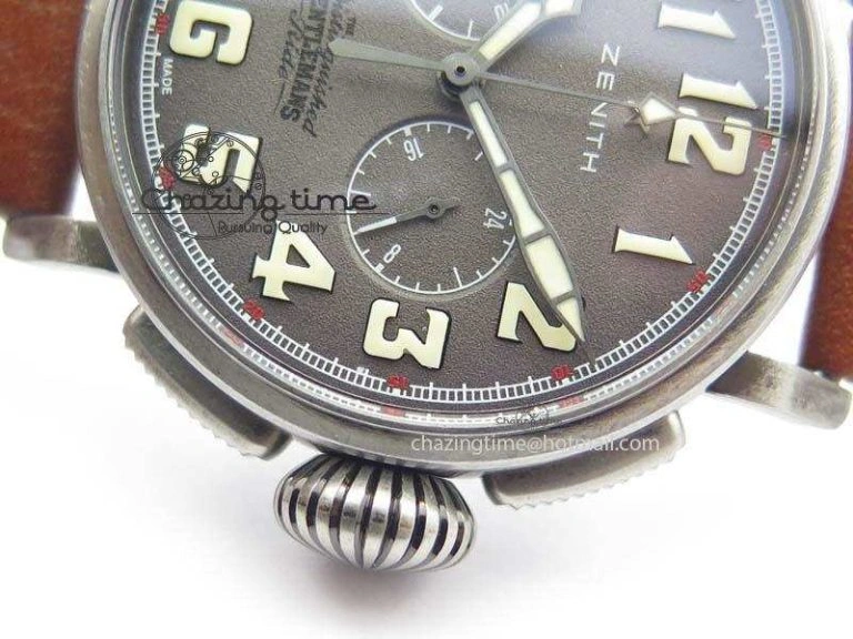 Heritage Pilot Ton-Up Aged SS Case Gray Dial On Leather Strap Jap Quartz WeatherProof 10036