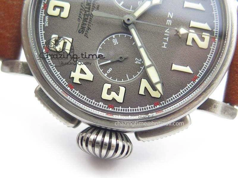Heritage Pilot Ton-Up Aged SS Case Gray Dial On Leather Strap Jap Quartz WeatherProof 10036