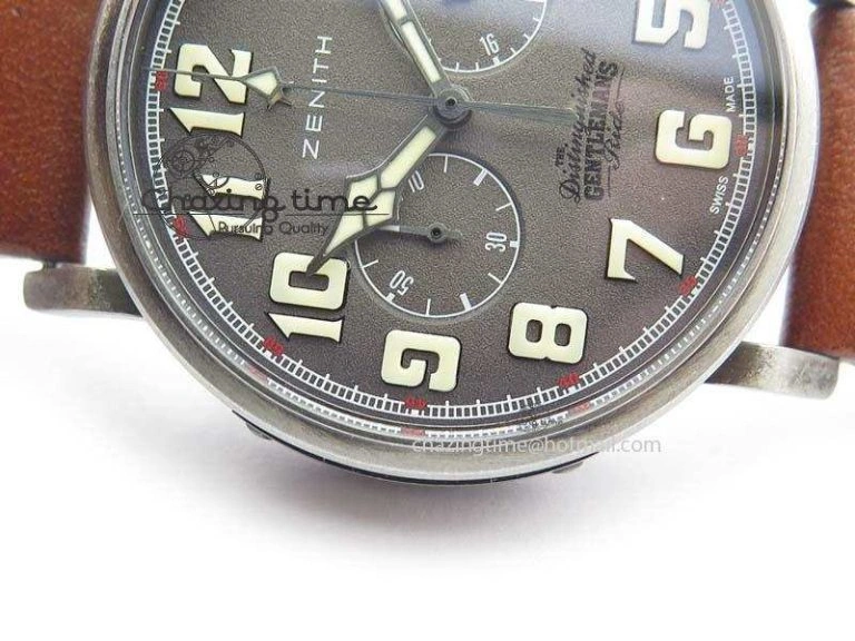 Heritage Pilot Ton-Up Aged SS Case Gray Dial On Leather Strap Jap Quartz WeatherProof 10036