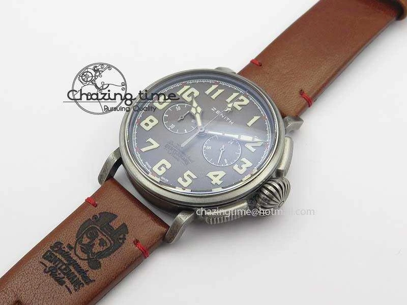 Heritage Pilot Ton-Up Aged SS Case Gray Dial On Leather Strap Jap Quartz WeatherProof 10036