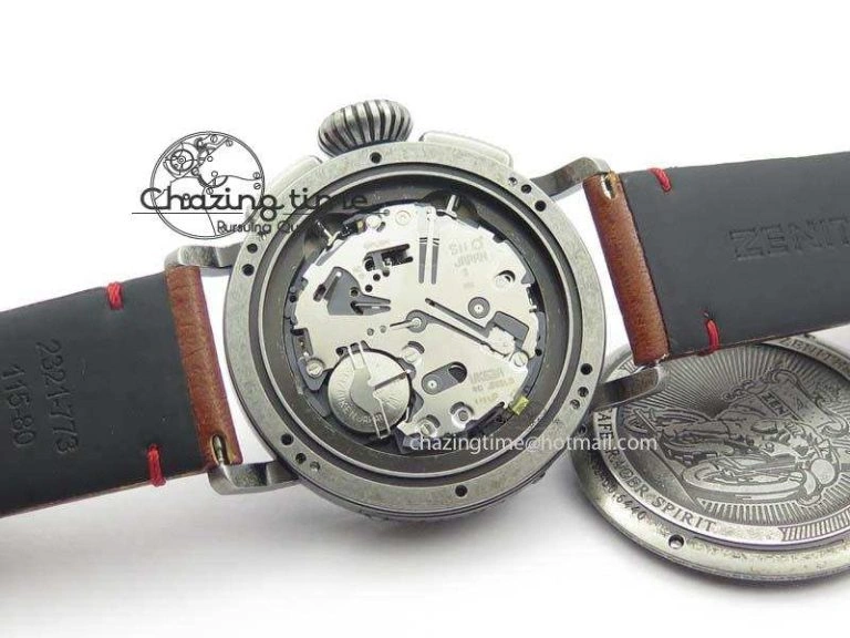 Heritage Pilot Ton-Up Aged SS Case Gray Dial On Leather Strap Jap Quartz WeatherProof 10036