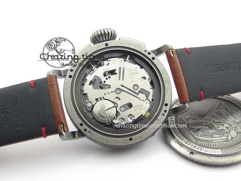 Heritage Pilot Ton-Up Aged SS Case Gray Dial On Leather Strap Jap Quartz WeatherProof 10036