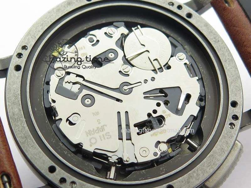 Heritage Pilot Ton-Up Aged SS Case Gray Dial On Leather Strap Jap Quartz WeatherProof 10036