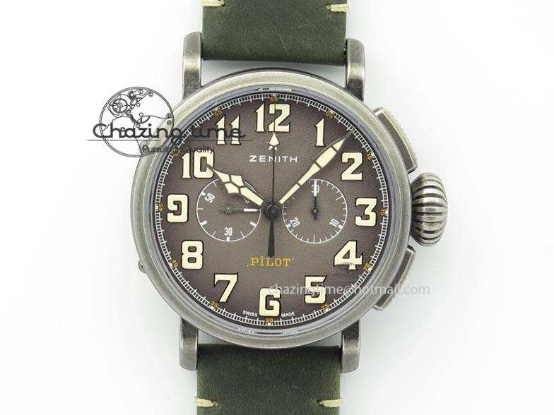 Youthful Heritage Pilot Ton-Up Aged SS Case V6F 1:1 Best Edition On Green Nubuck Strap A 10037