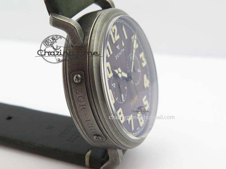 Youthful Heritage Pilot Ton-Up Aged SS Case V6F 1:1 Best Edition On Green Nubuck Strap A 10037