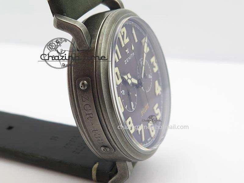 Youthful Heritage Pilot Ton-Up Aged SS Case V6F 1:1 Best Edition On Green Nubuck Strap A 10037