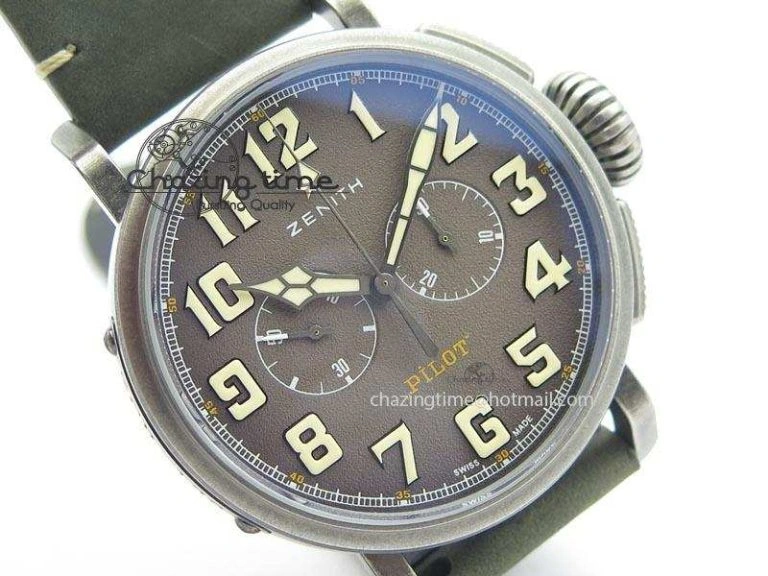 Youthful Heritage Pilot Ton-Up Aged SS Case V6F 1:1 Best Edition On Green Nubuck Strap A 10037