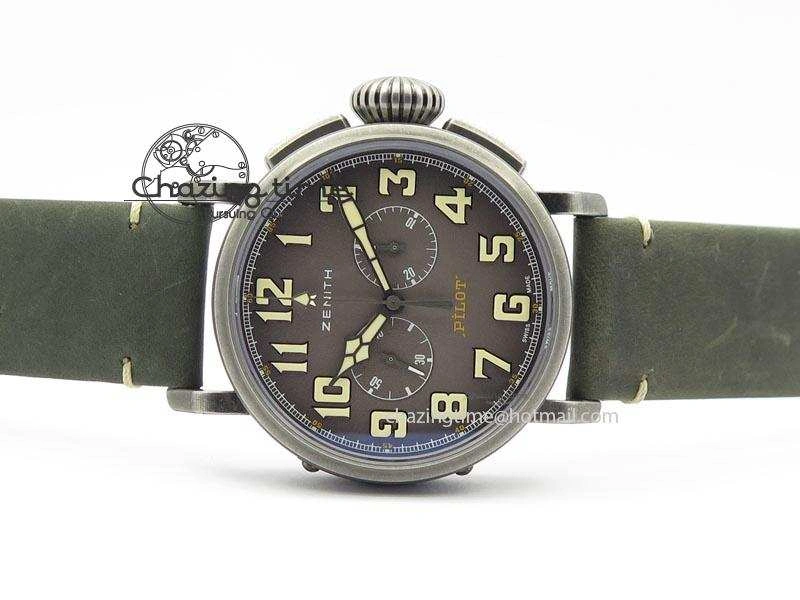 Youthful Heritage Pilot Ton-Up Aged SS Case V6F 1:1 Best Edition On Green Nubuck Strap A 10037