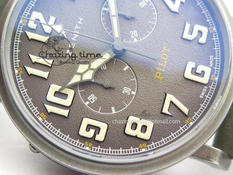Youthful Heritage Pilot Ton-Up Aged SS Case V6F 1:1 Best Edition On Green Nubuck Strap A 10037