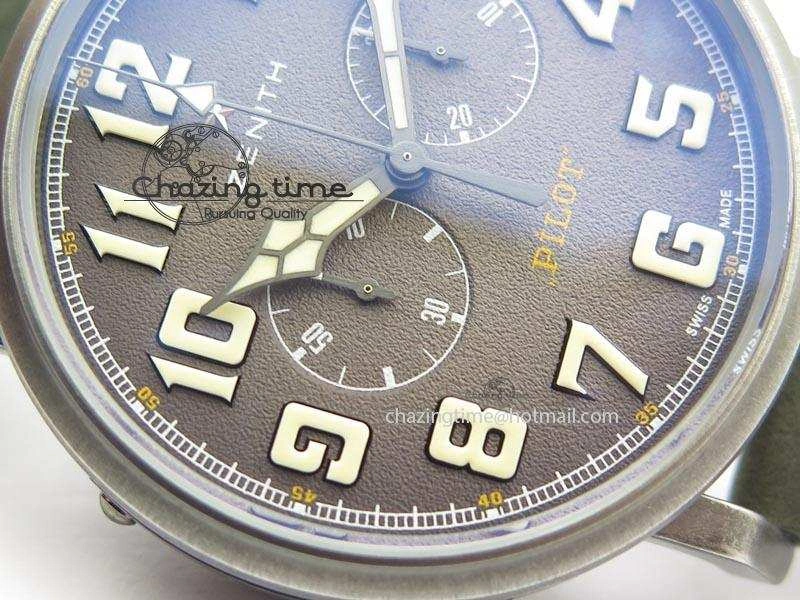 Youthful Heritage Pilot Ton-Up Aged SS Case V6F 1:1 Best Edition On Green Nubuck Strap A 10037