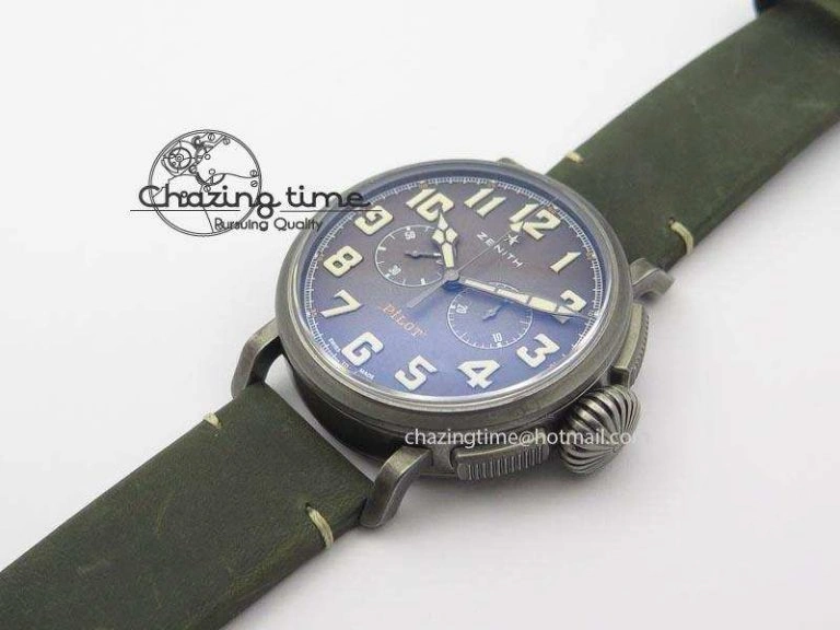 Youthful Heritage Pilot Ton-Up Aged SS Case V6F 1:1 Best Edition On Green Nubuck Strap A 10037