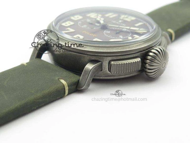 Youthful Heritage Pilot Ton-Up Aged SS Case V6F 1:1 Best Edition On Green Nubuck Strap A 10037