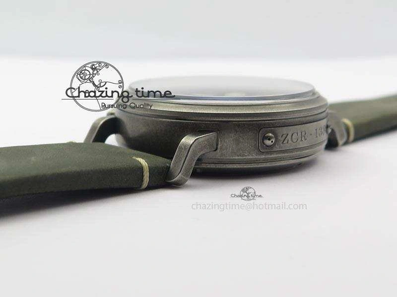 Youthful Heritage Pilot Ton-Up Aged SS Case V6F 1:1 Best Edition On Green Nubuck Strap A 10037