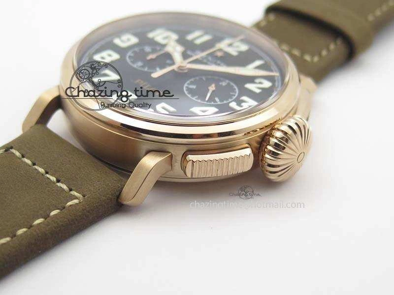 Heritage Pilot Ton-Up RG Case Black Dial On Brown Asso Leather Strap Jap Quartz Neat 10032