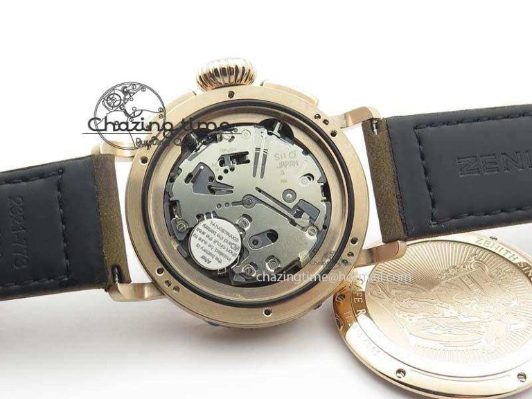 Heritage Pilot Ton-Up RG Case Black Dial On Brown Asso Leather Strap Jap Quartz Neat 10032
