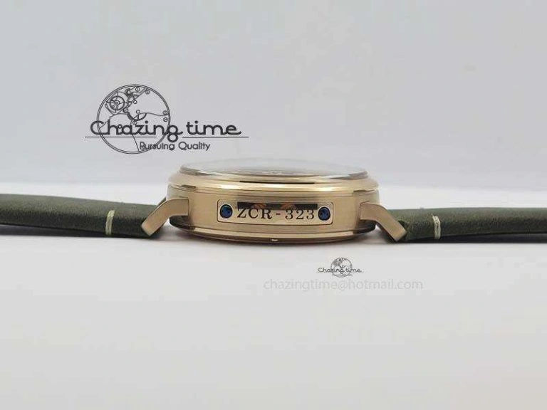 FlexibleFit Heritage Pilot Ton-Up RG Case Gray Dial On Green Leather Strap Jap Quartz 10034