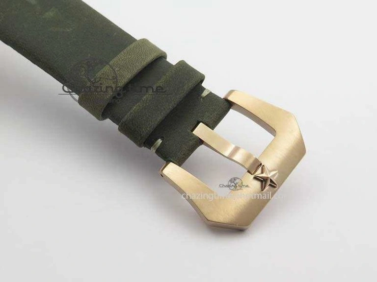 FlexibleFit Heritage Pilot Ton-Up RG Case Gray Dial On Green Leather Strap Jap Quartz 10034